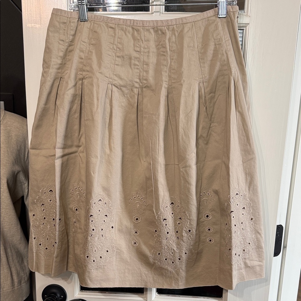 JONES NEW YORK Signature Collection Tan 100% Cotton Eyelet Skirt 12P Cottagecore
